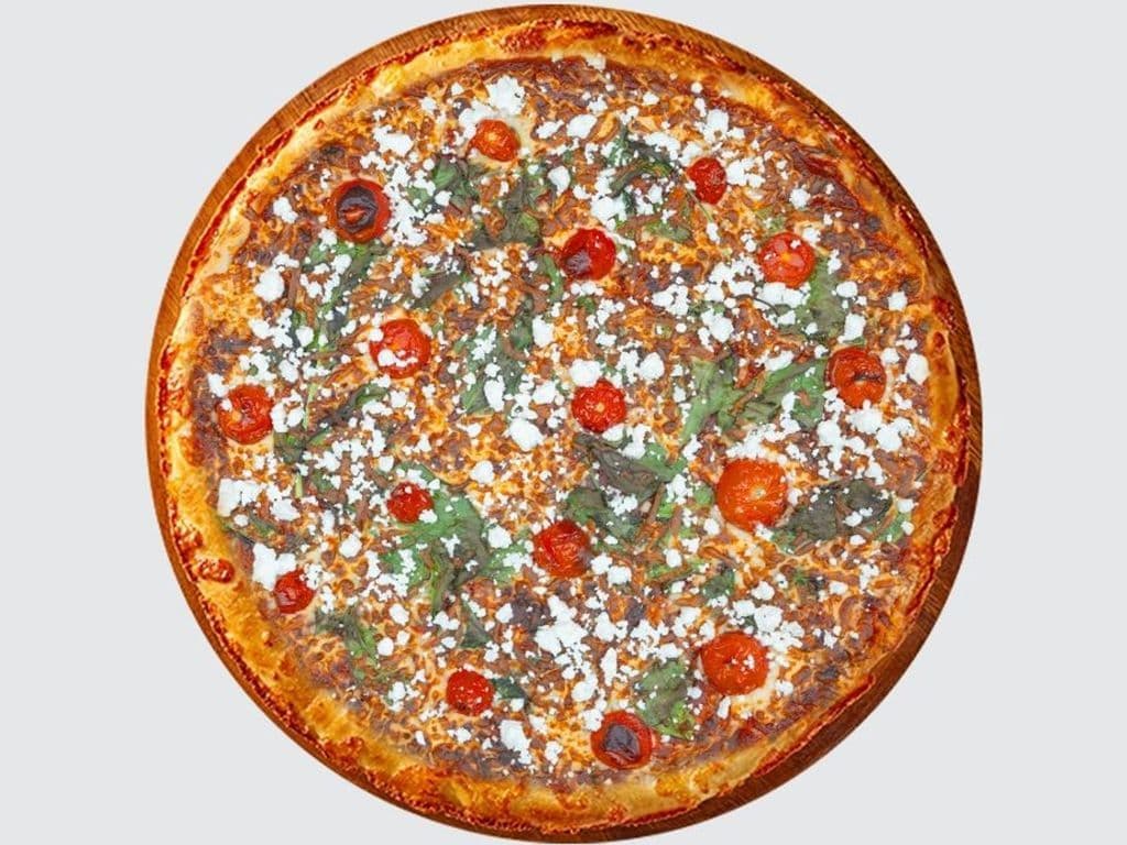 Spinach Tomato Feta Pizza