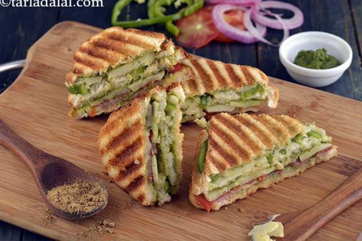 Three Layer Veg. Grilled Cheese Sandwich