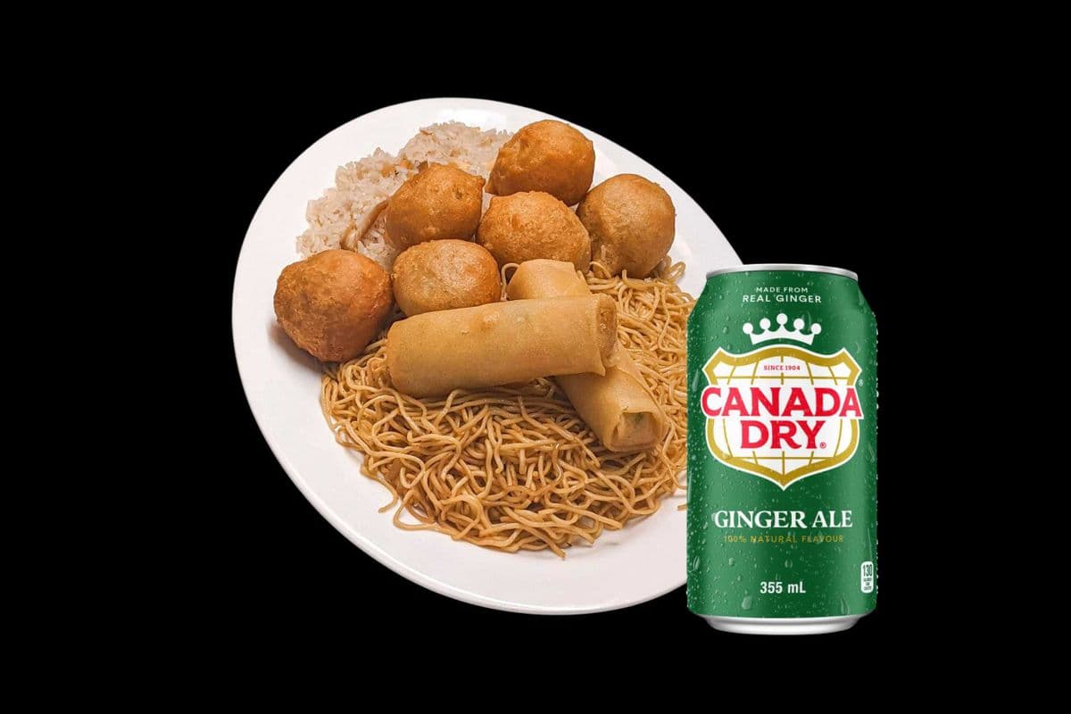 Dinner (E) with Chicken Balls & Spring Rolls + Drink