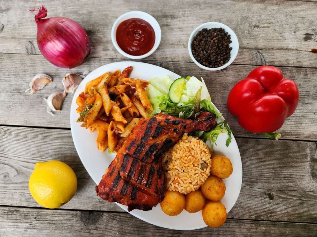 TANDOORI Qtr Chicken Dinner ( BBQ, Halal)
