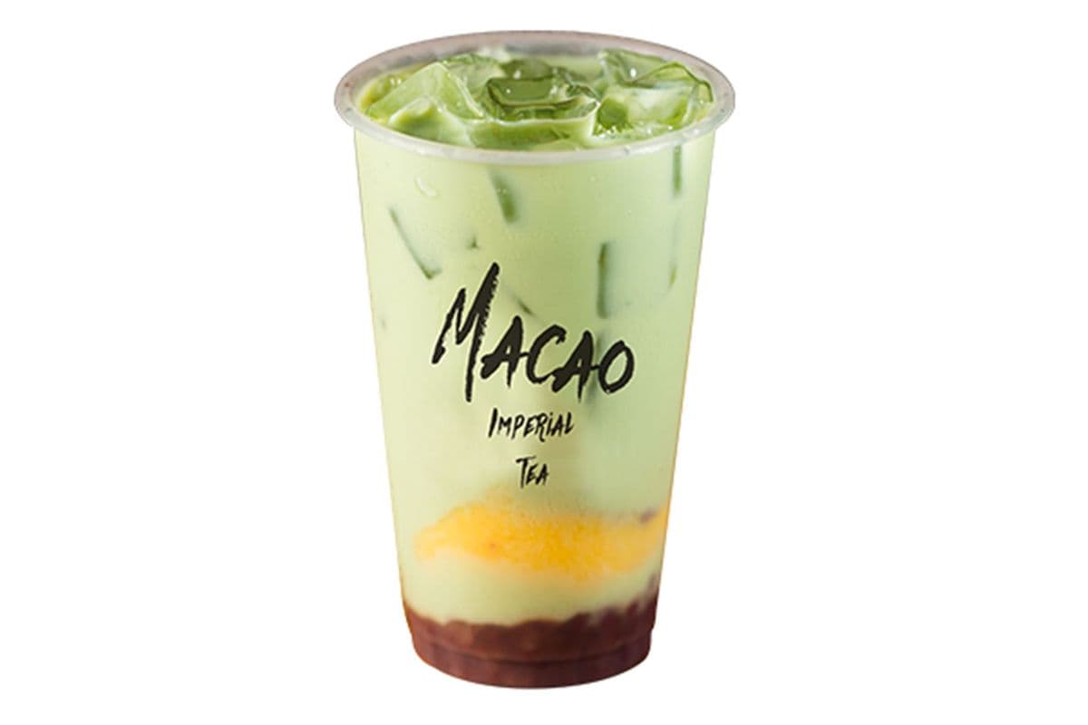 Red Bean Pudding Matcha Milk Tea