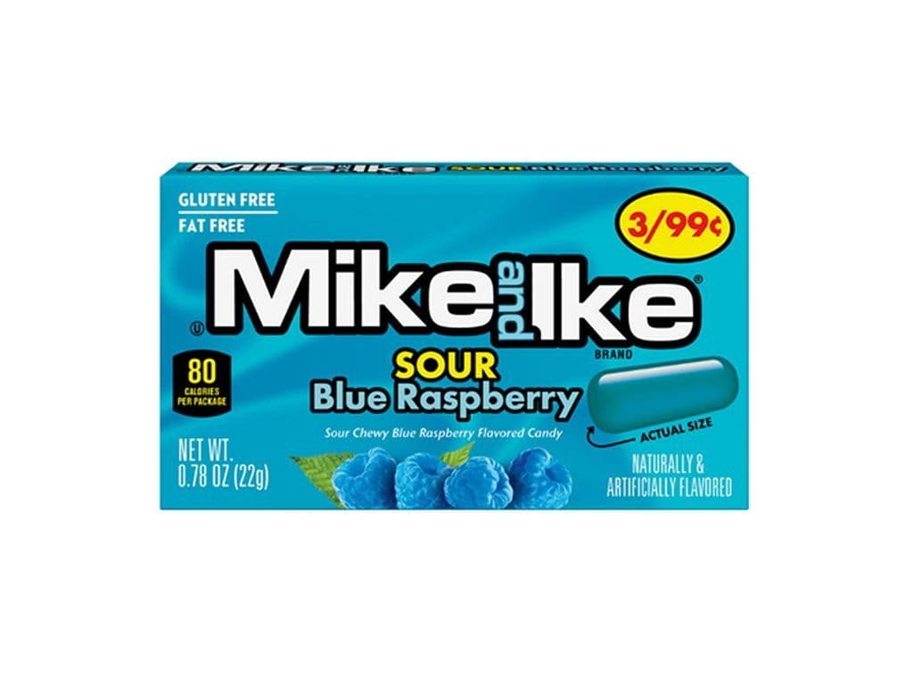 Mike and Ike Sour Blue Raspberry 22g Jelly Bean Candy 