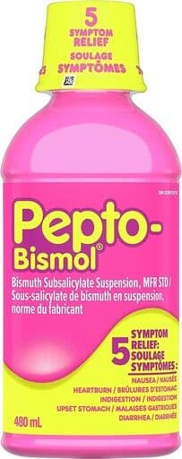Pepto Bismol Liquid for Nausea, Heartburn, Indigestion, Upset Stomach, and Diarrhea Relief (480 mL)