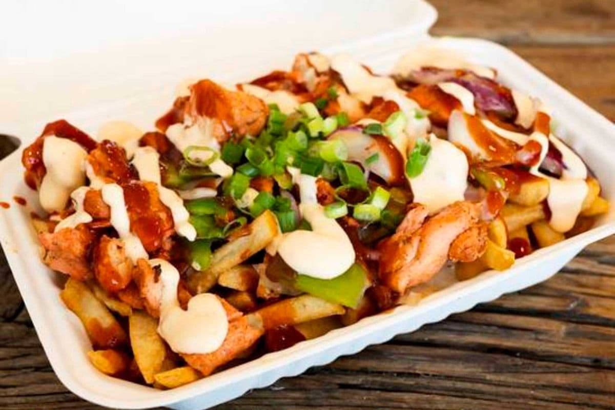 Philly Chicken Masala On Fries