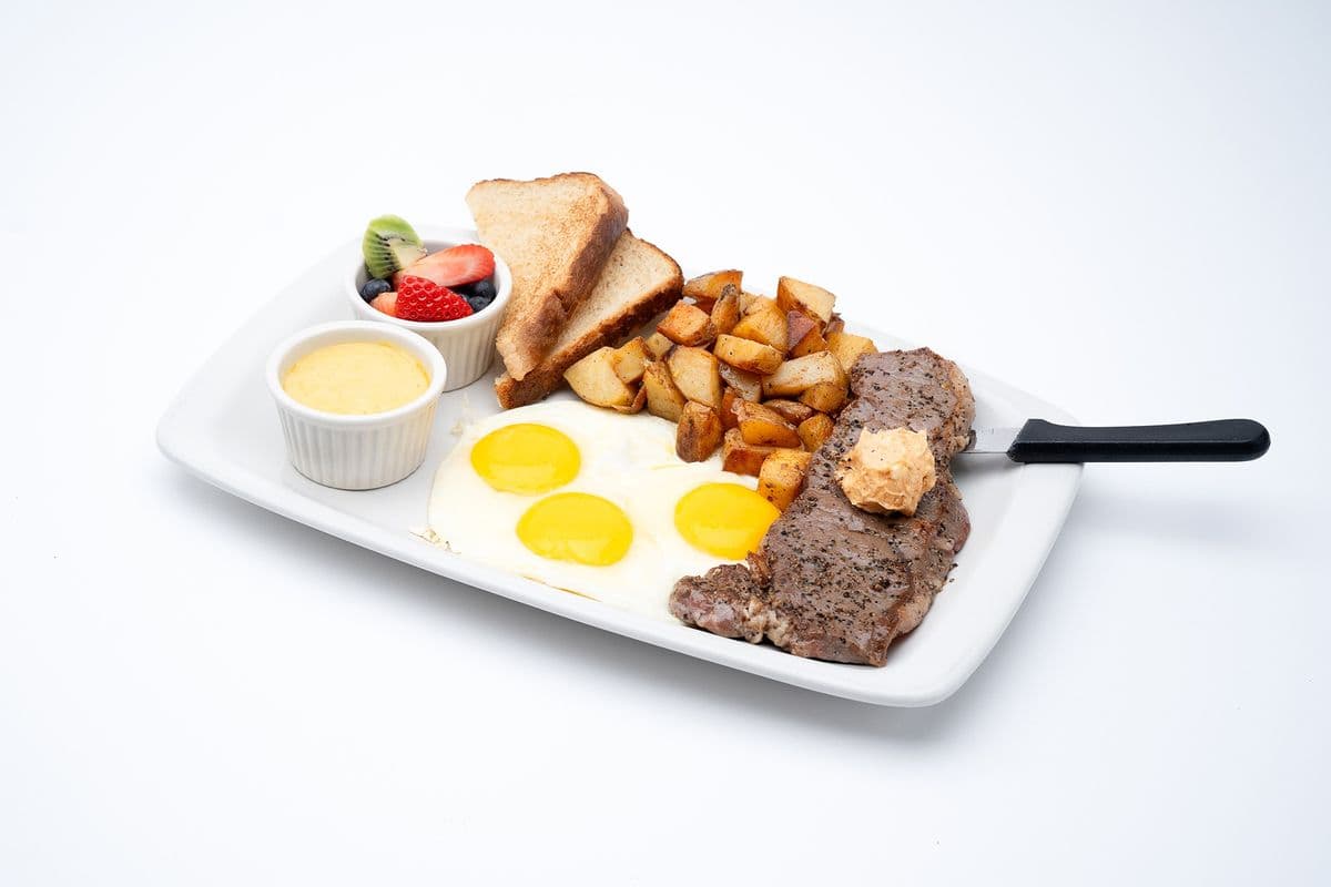 New York Striploin and Eggs