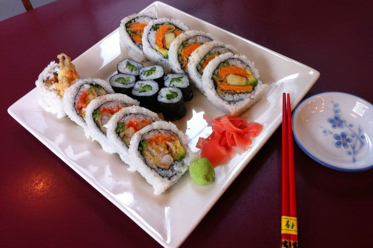 C6. Dynamite Roll, Yam Roll, Kappa Maki, and Miso Soup Combo