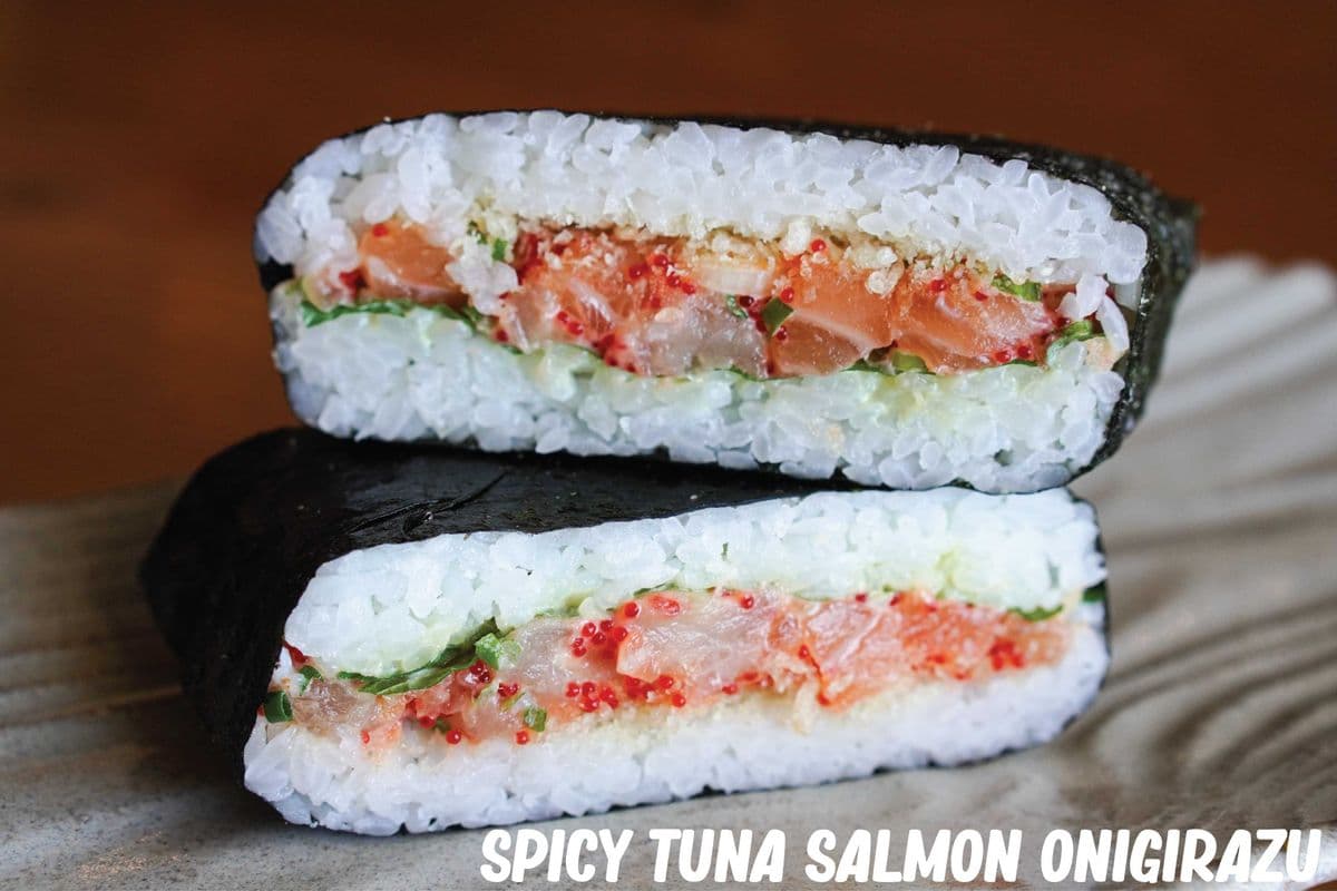 Spicy Tuna Salmon Onigirazu