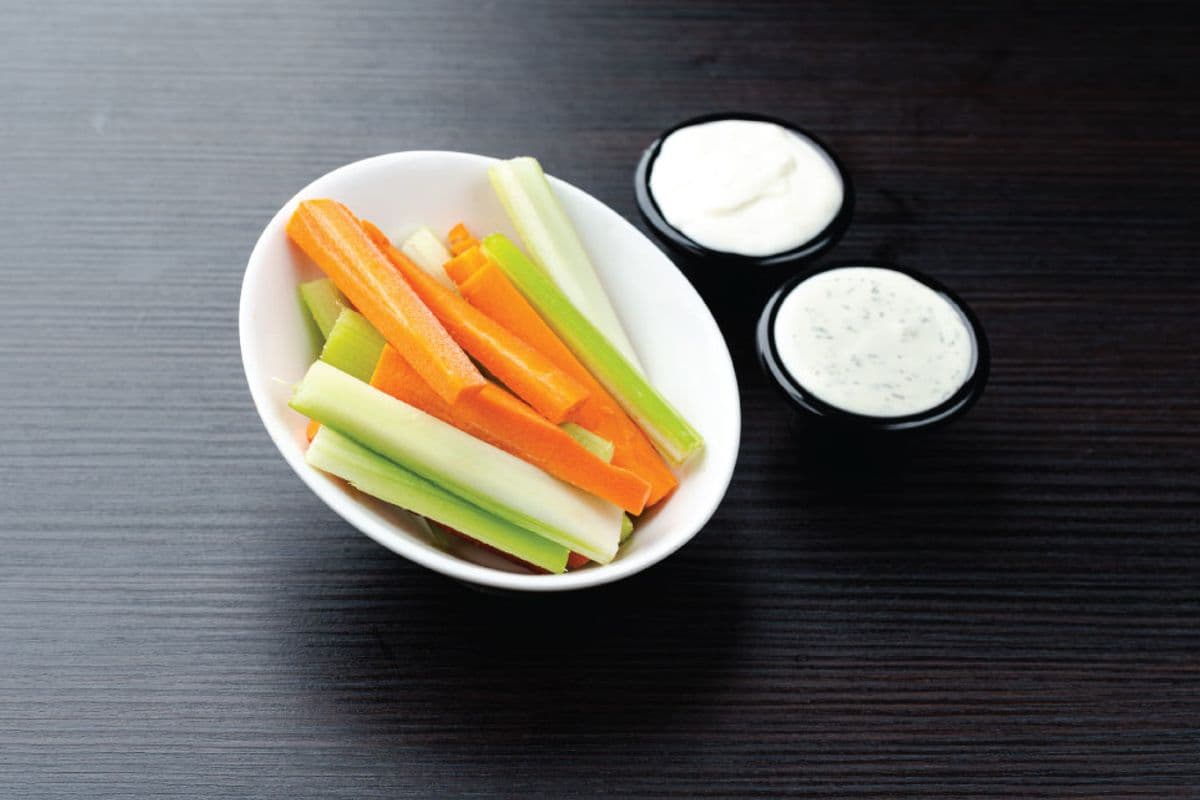 Large Veggies with Dip, Carrot Sticks, and Celery Sticks