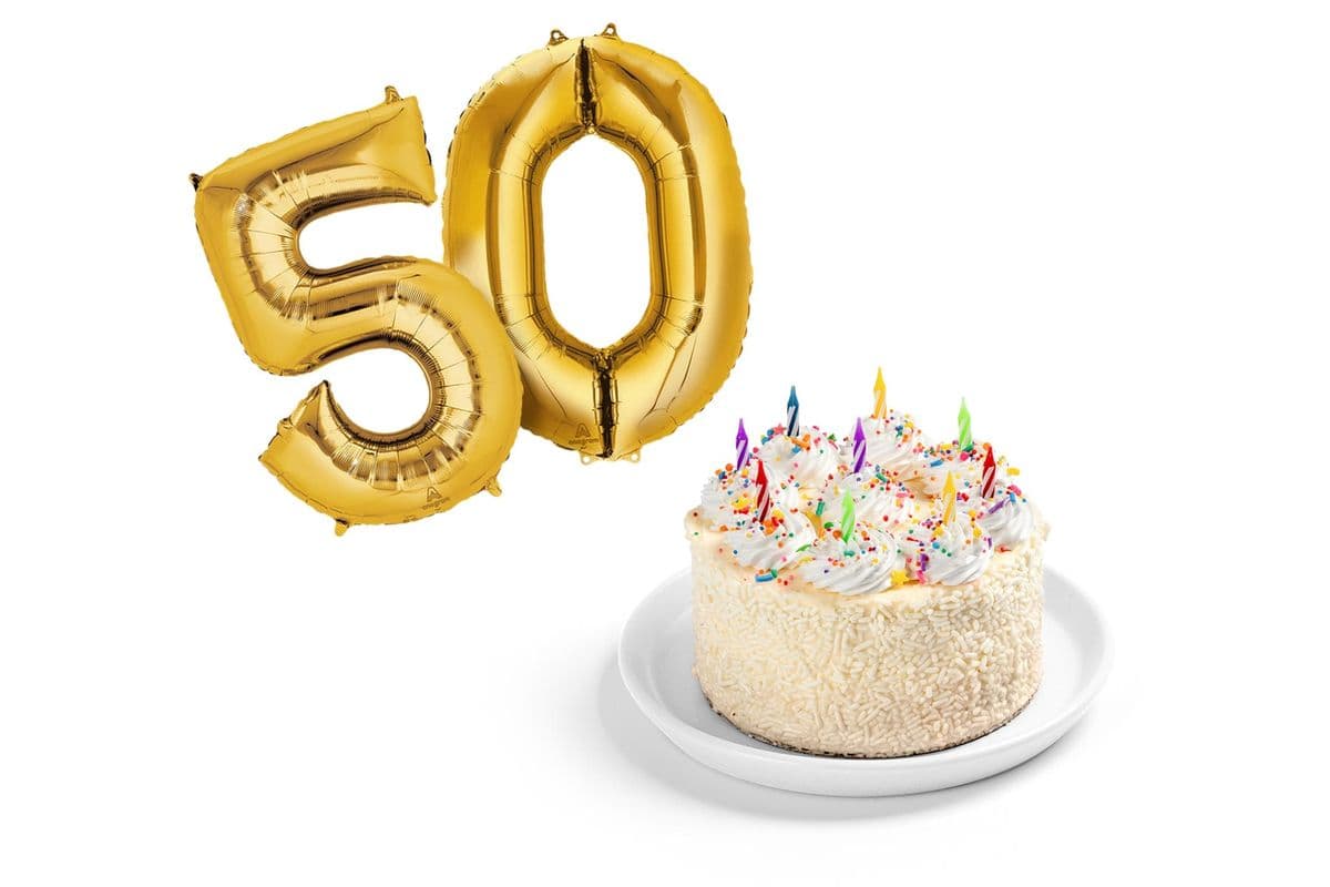 Vanilla Birthday Cake & Number Balloon Gift Set