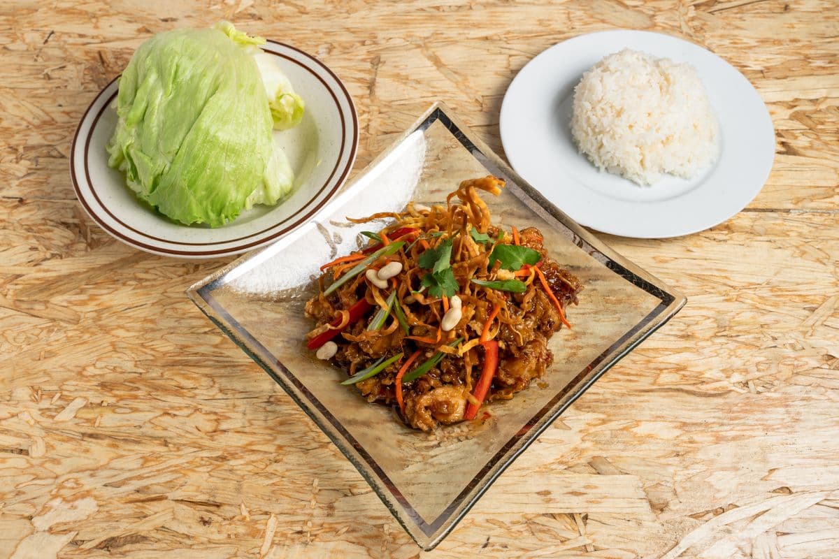 4. Thai Town Crispy Chicken Lettuce Wrap and Rice