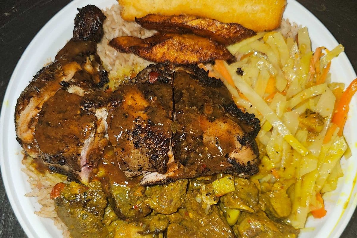 Curry Goat and Jerk Chicken