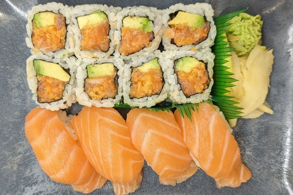 Sushi Combo with Spicy Salmon Rolls