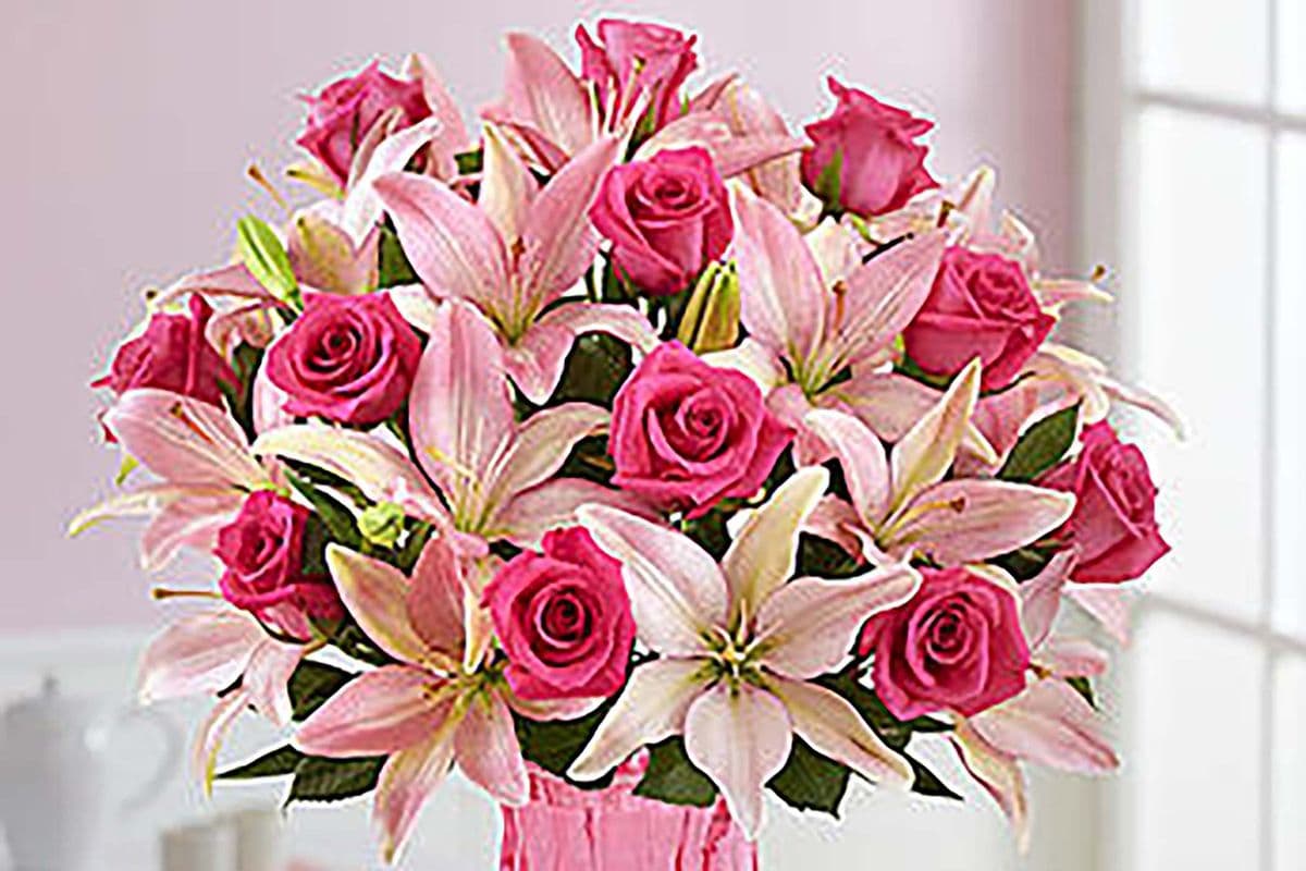 Magnificent Pink Rose and Lily Bouquet
