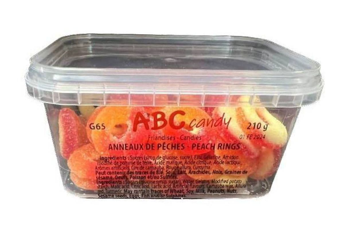 ABC Candy - Contenant - Anneaux de Pêches / Container - Peach Rings