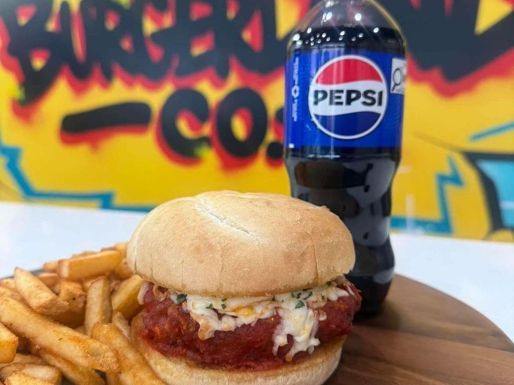 Chicken Parm Sandwich, House Fries & Pop