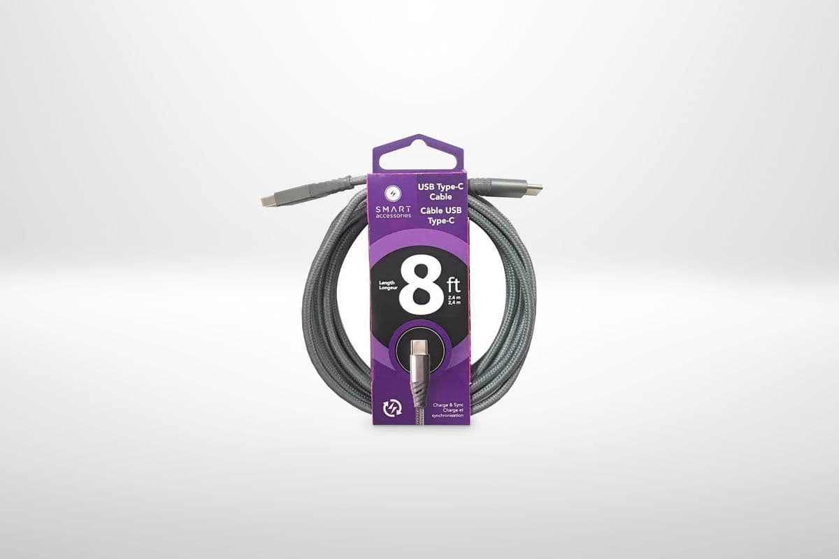 Smart 8' Type C Charge Cable - Solid (Coiled)