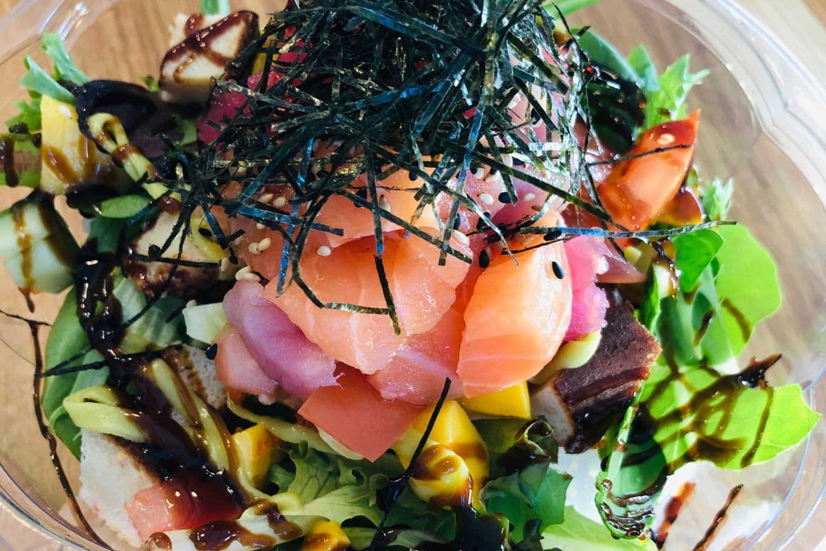 D1A. Poke -- Salmon & Tuna Poke (Rice)