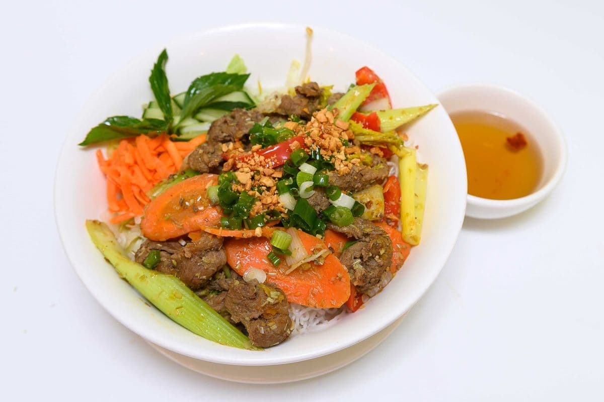 64. Spicy Stir Fried Lemongrass Beef and Vegetables with Vermicelli