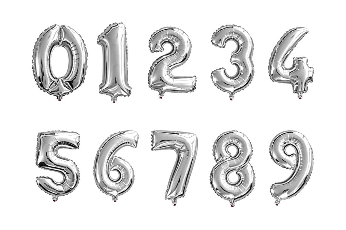 34" Silver Helium Number Balloon