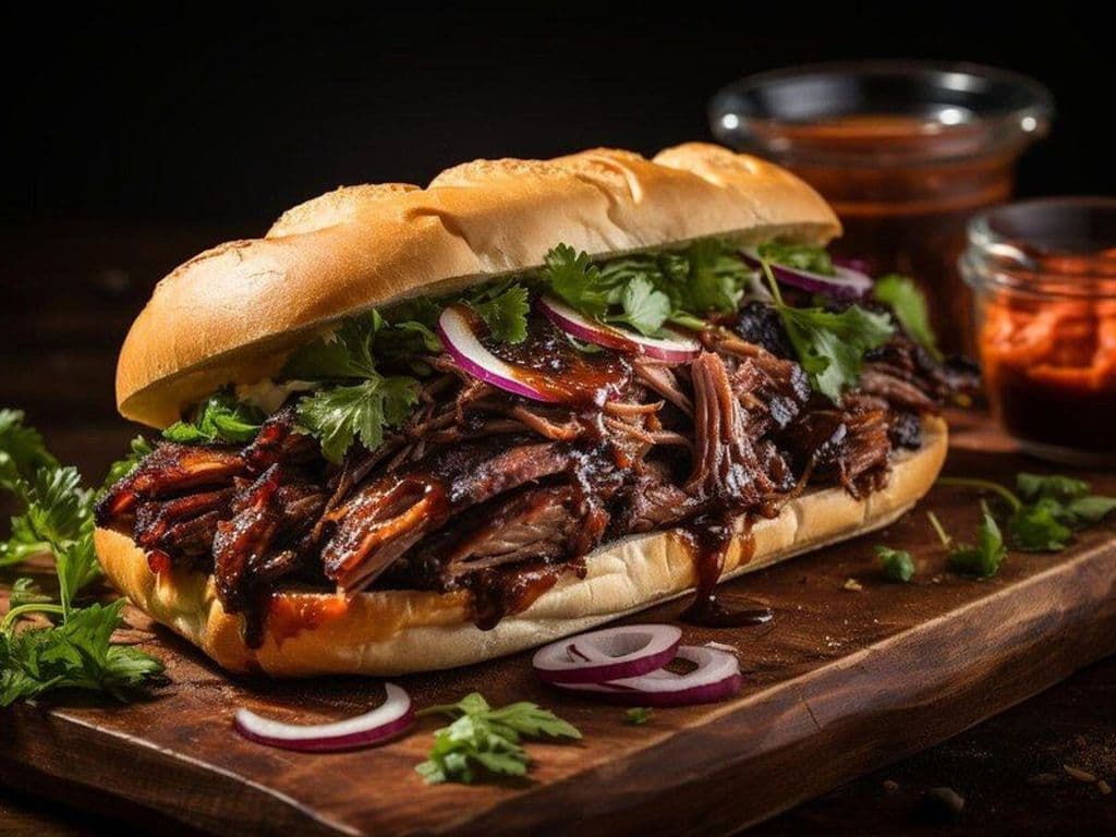Beef Brisket Hoggie / Sandwich (Halal) and One Side