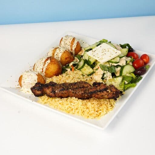 Assiette souvlaki porc 1 baton / Pork Souvlaki Plate 1 stick