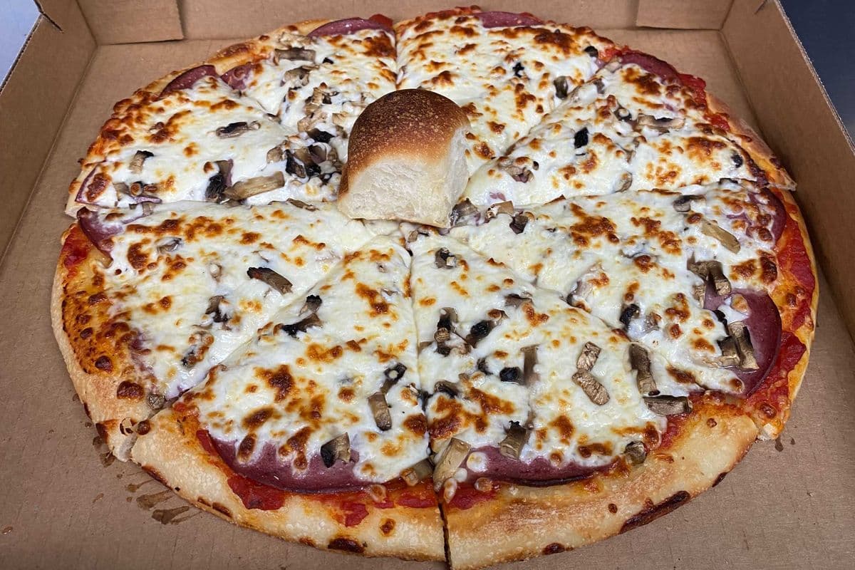 10. 14" Salami and Mushroom Pizza
