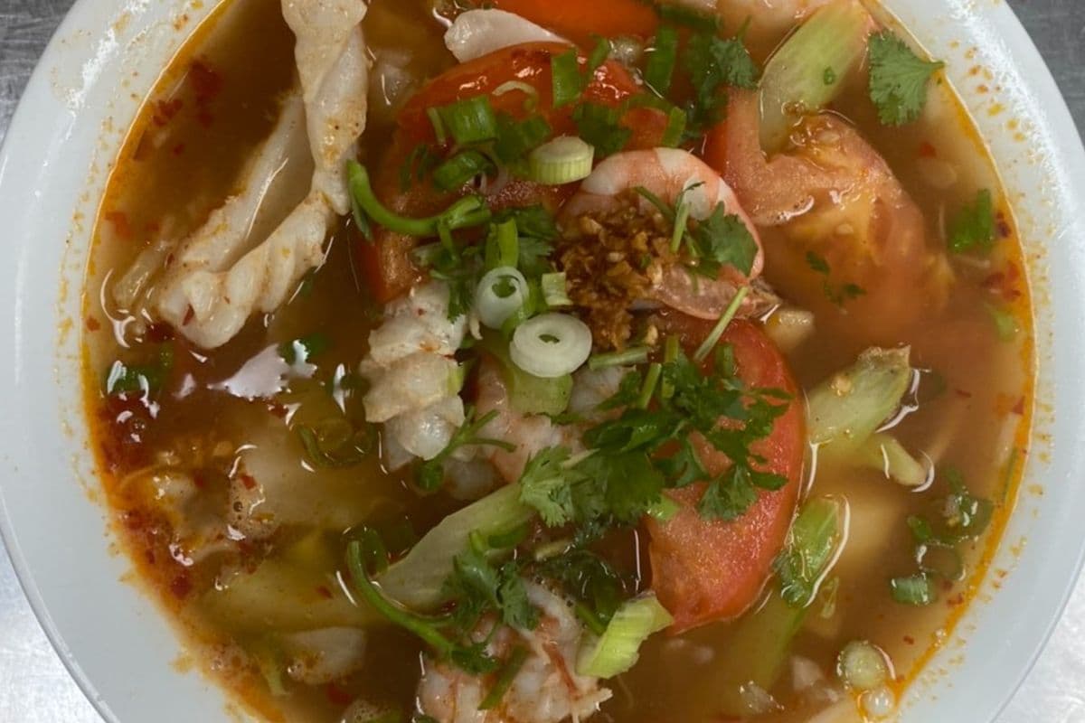 E9. Hot-and-Sour Soup with Prawn, Squid, and Vegetables - Canh Chua Tom Muc
