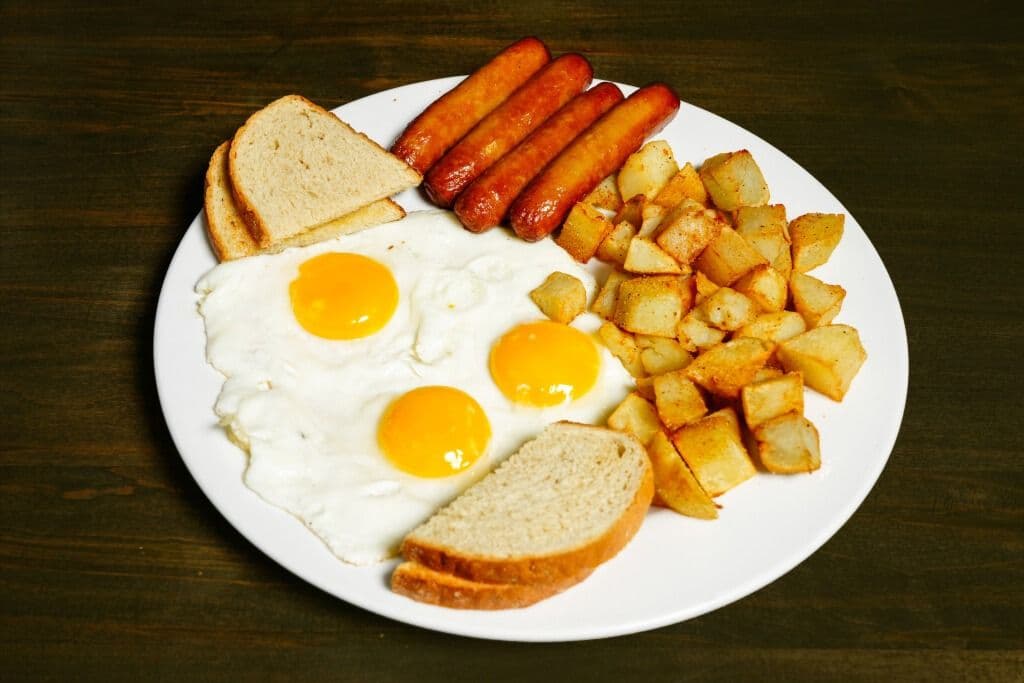 Three Eggs with Sausage