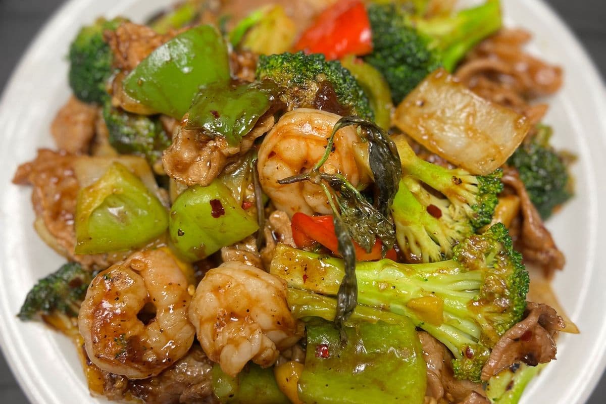 T11. Thai Basil Mango Beef and Shrimp