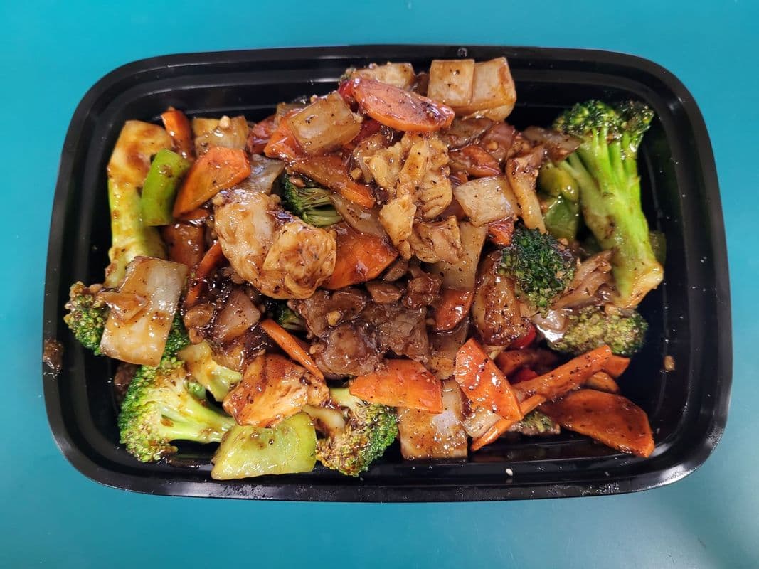 72. Black Pepper Beef and Chicken