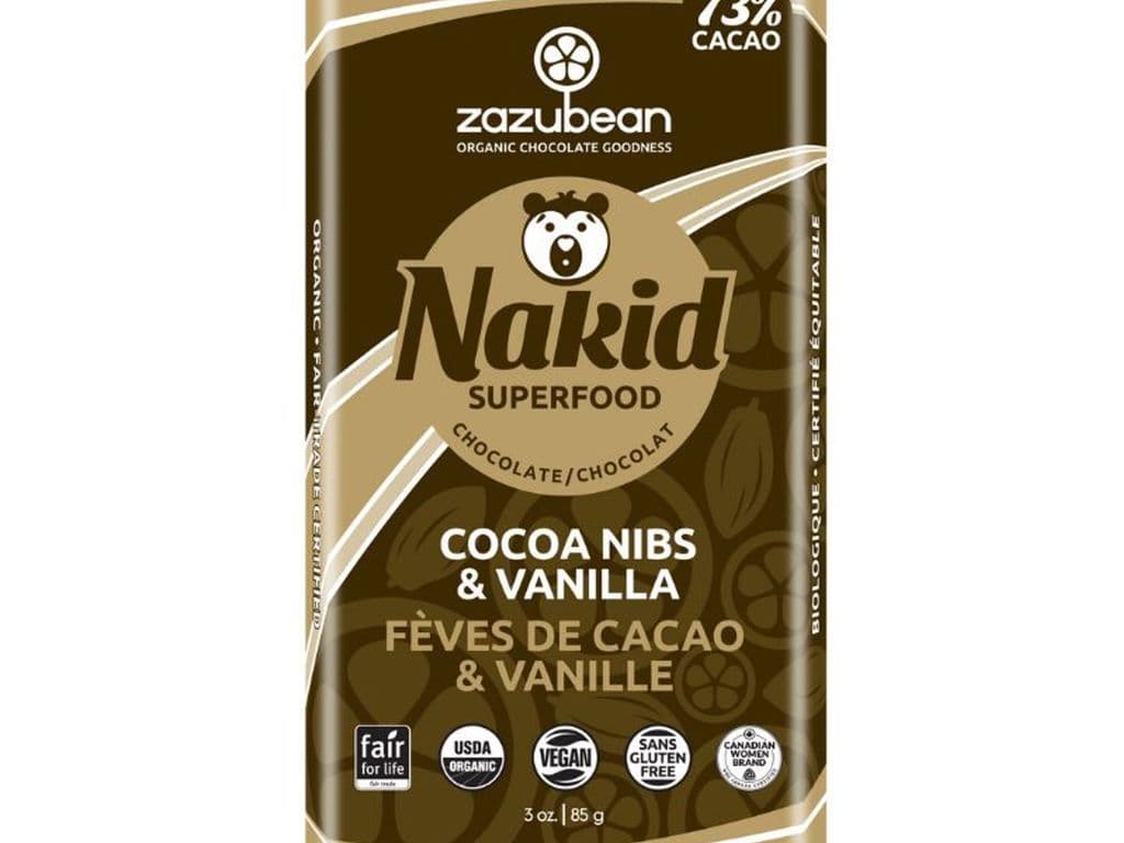 ZAZUBEAN NAKID CHOCOLATE BAR 85G