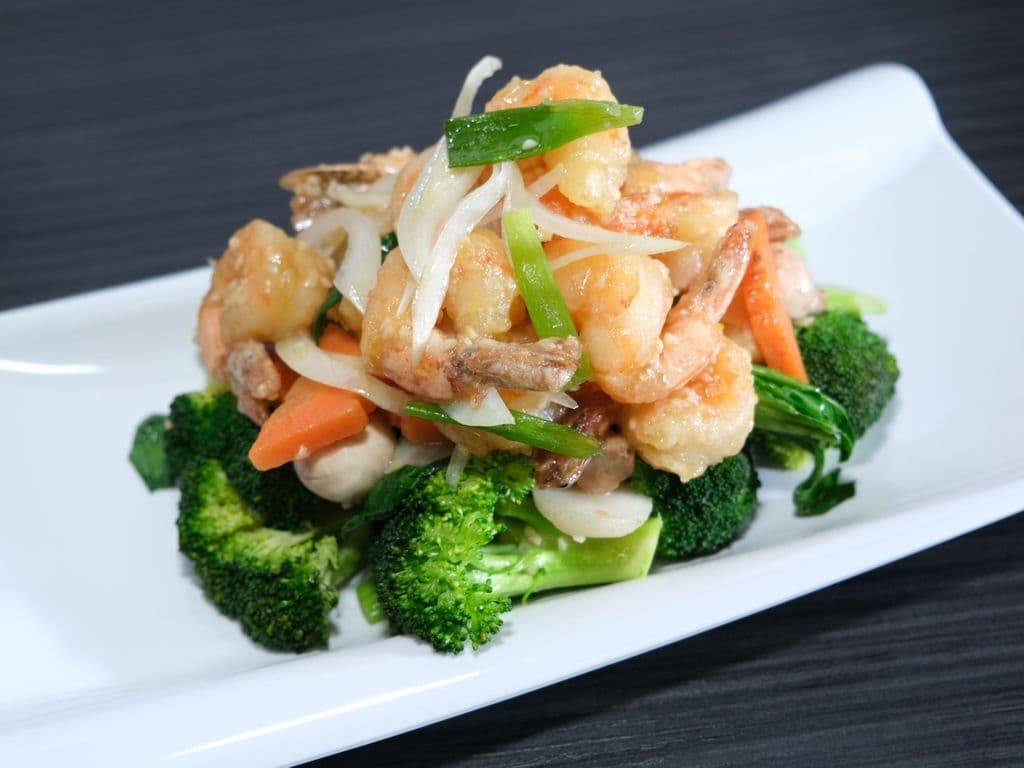 Shrimp & Seasonal Vegetables (时令菜炒虾) (12pcs)