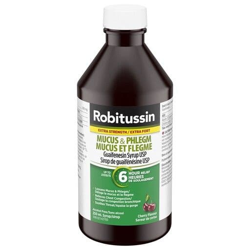 Robitussin - Extra Strength Mucus & Phlegm Syrup, Cherry Flavour (250 mL)