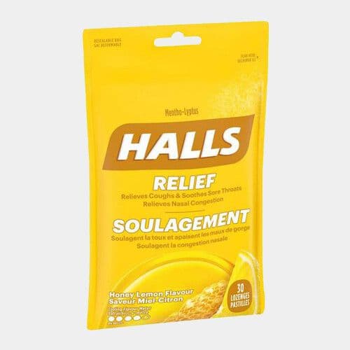 Halls Miel et citron (30 pastilles) / Halls Mentho-Lyptus (30 lozenges)