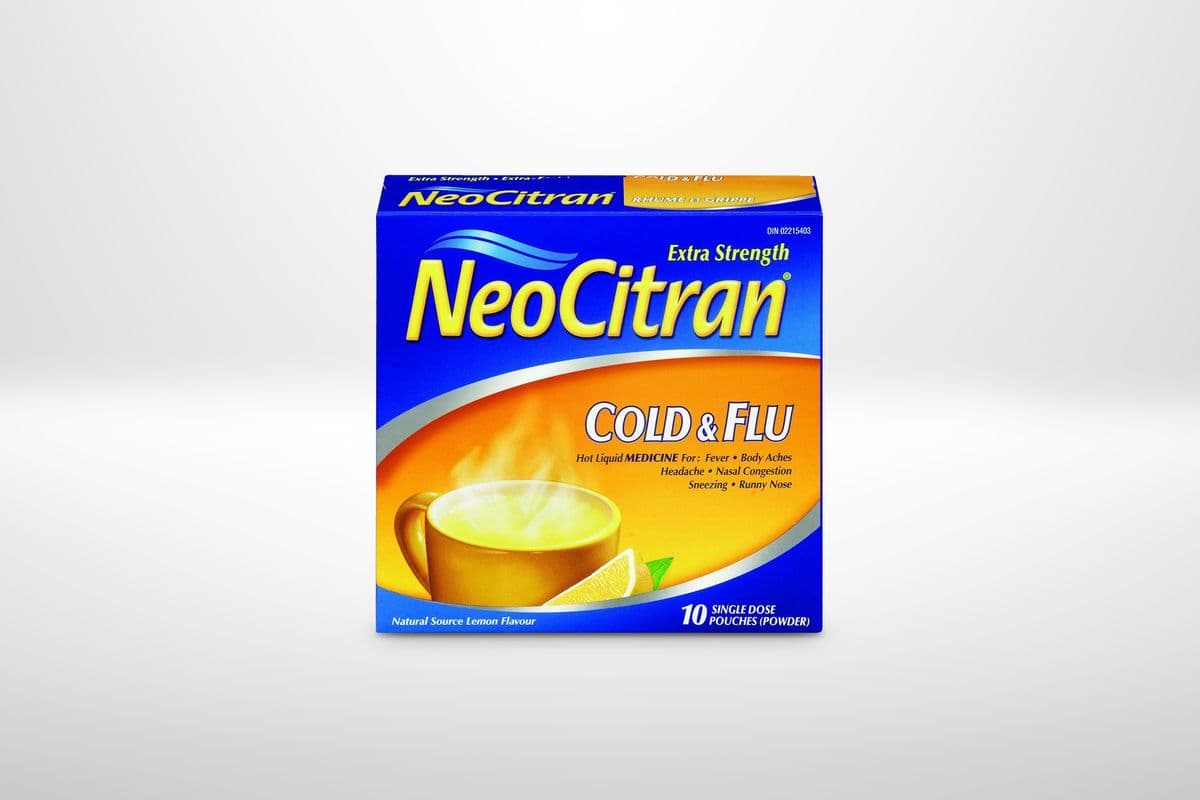 NeoCitran Extra Strength Cold  & Sinus and Flu Night Lemon (10 Count)