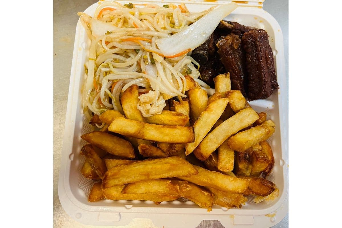 C6. vegetables spring roll, honey garlic spare ribs, chicken chop suey.