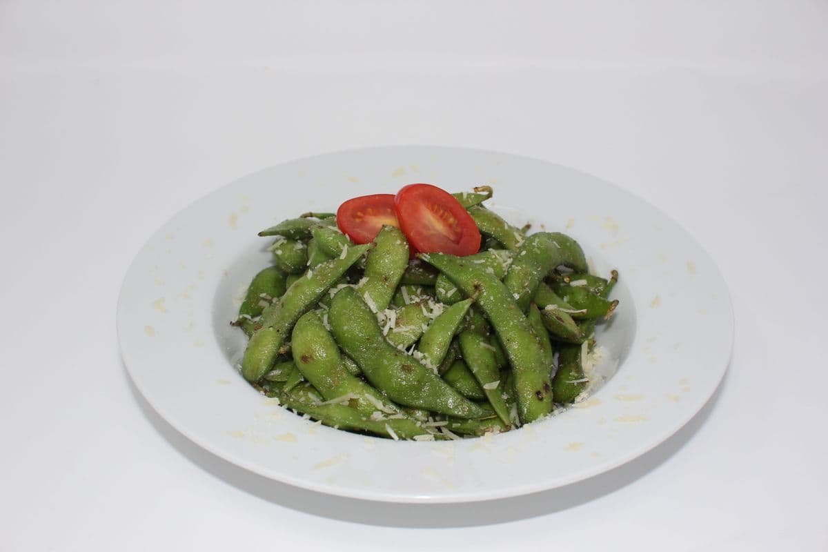 Edamame with Truffle Salt and Aged Parmesan Cheese