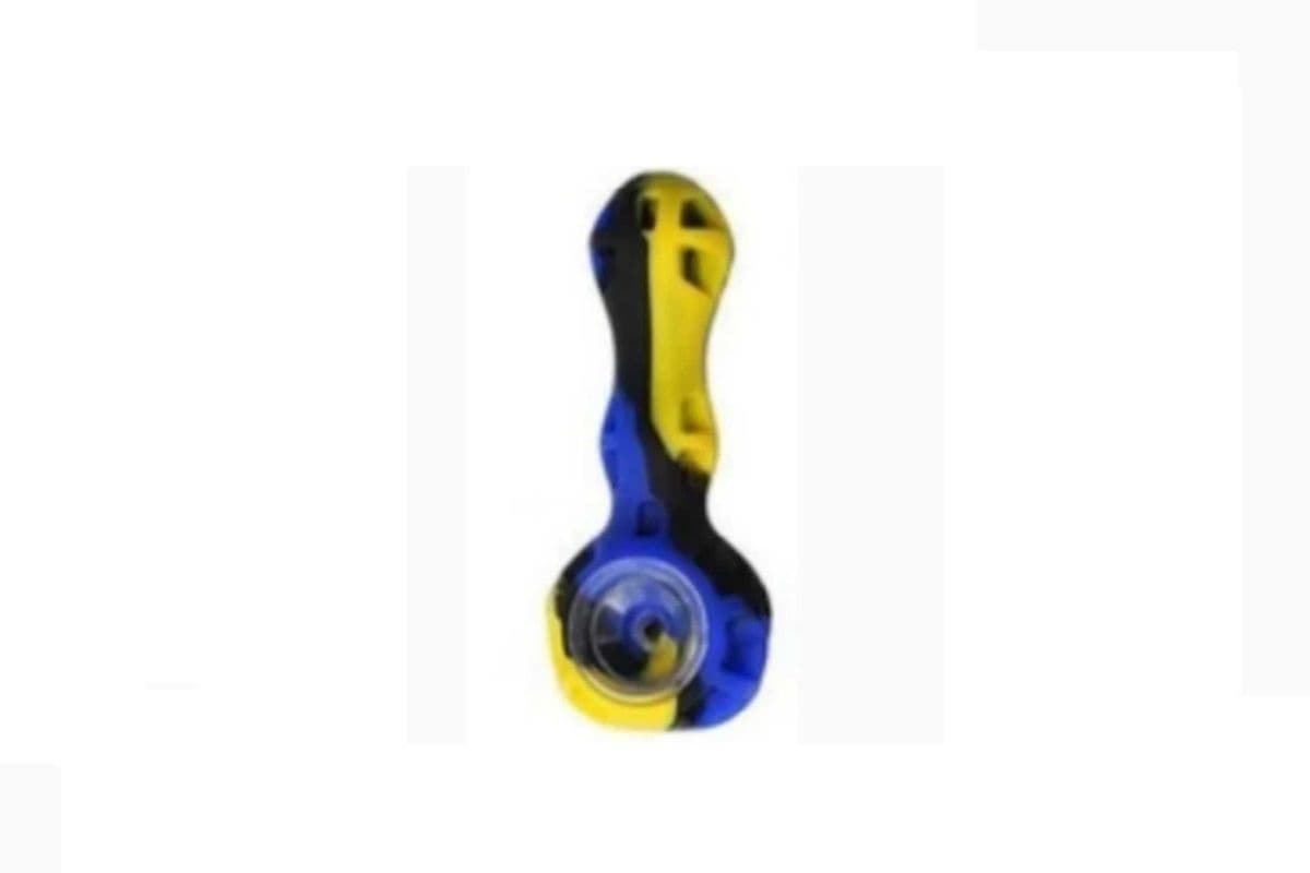 Challice Silicone Pipe. - Yellow Blue Black