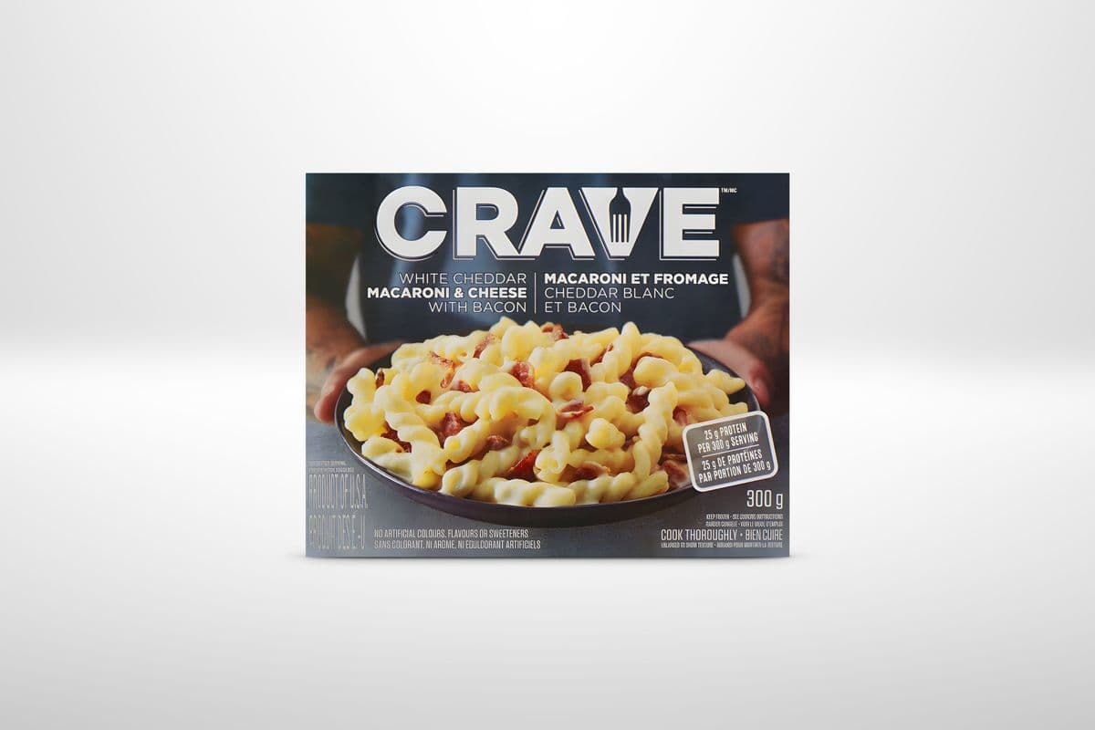 CRAVE White Cheddar Mac & Cheese with Bacon Frozen Meal (300 g)