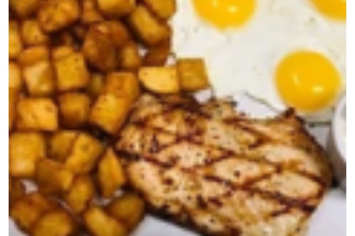 12. Chicken Breast Three Eggs Toast and Home Fries