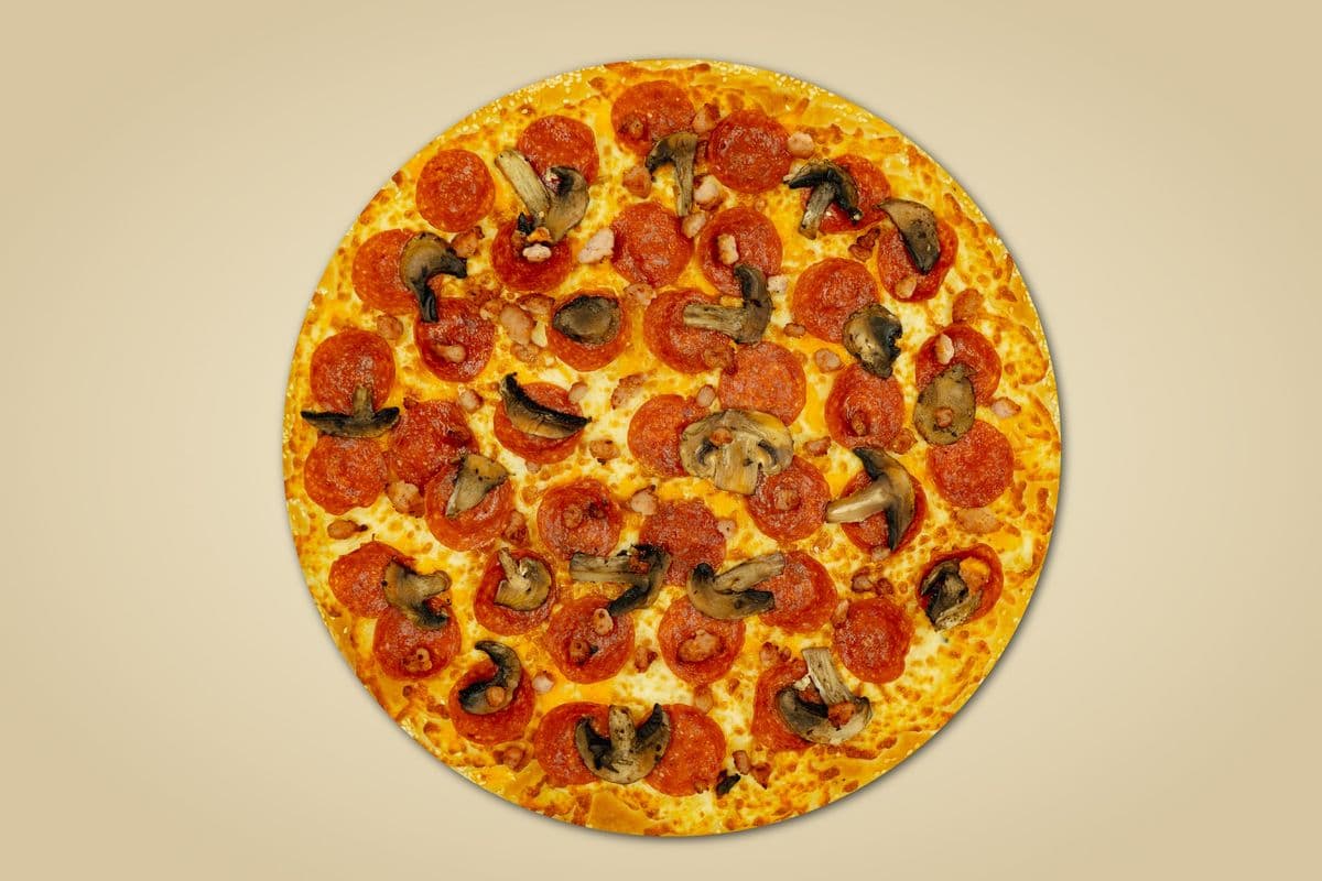 4. 14" Large Pepperoni, Bacon, and Mushroom Pizza
