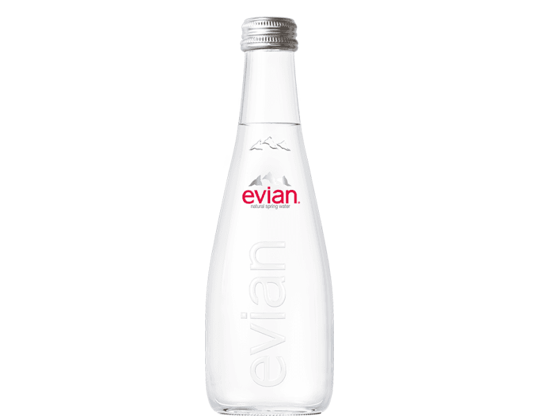 Evian Bouteille en Verre  L' Eau 750ml/ Evian Carbonated Spring Water 750ml