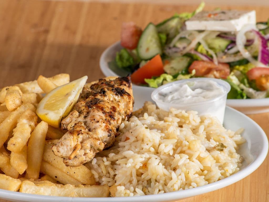 *ASSIETTE 1 PITA SOUVLAKI POULET