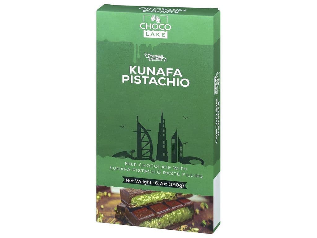 Chocolake Dubai Chocolate Pistachio Crunchy Kunafa Bar 190g Made in Jordan
