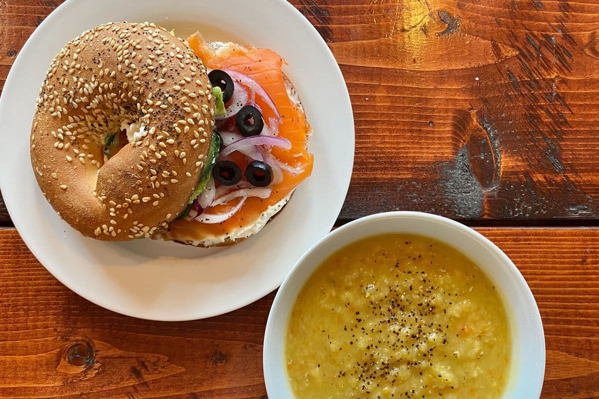Smoked Salmon Sandwich With Soup Or Chili