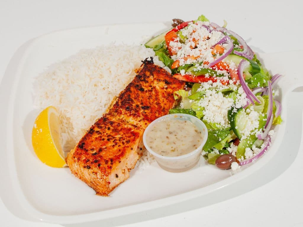 Salmon (6 oz) with Rice and Salad