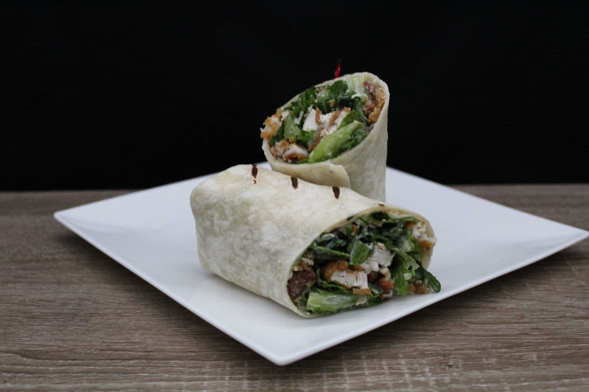 Crispy Chicken Bacon Caesar Wrap with Fries