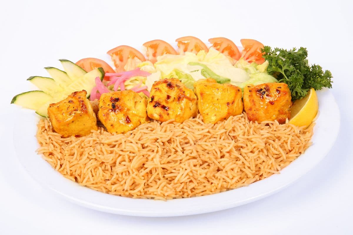 #10. Chicken Tikka Kabob Platter