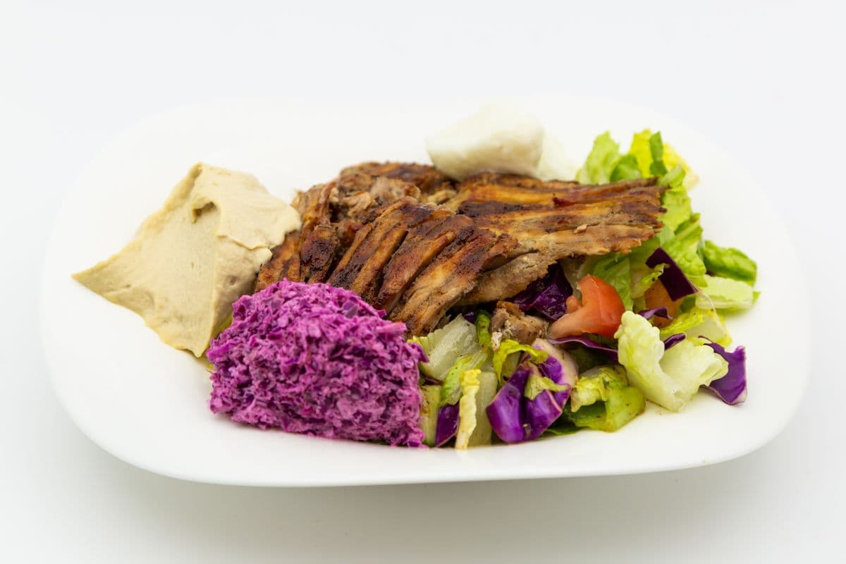 Habibi Delish's Chicken and Rice with Half Salad