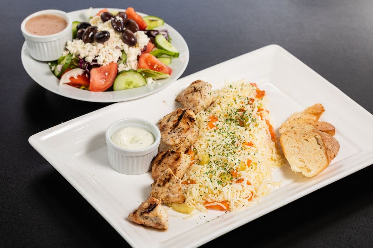 64. Chicken Souvlaki Dinner